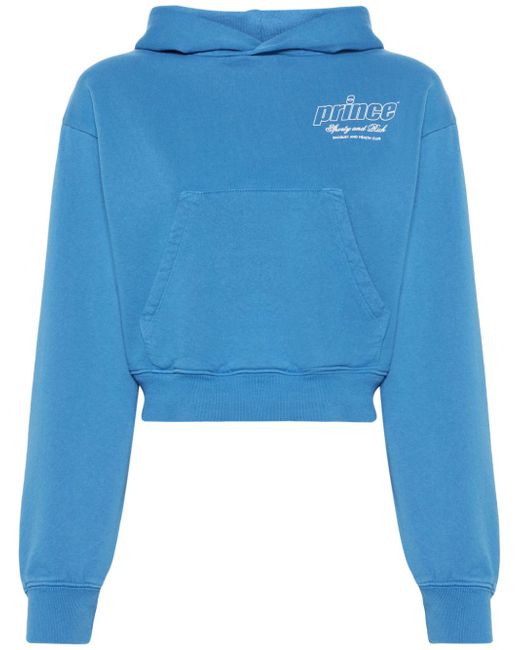 Sporty & Rich logo-printed cropped hoodie
