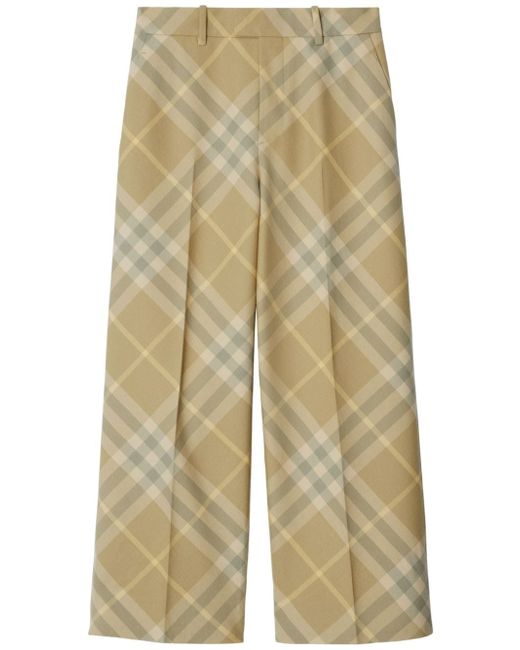 Burberry check-print tailored wool trousers