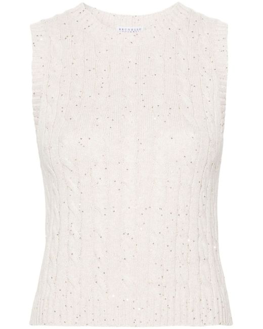 Brunello Cucinelli sequin-embellished knitted tank top