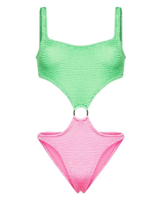 Paramidonna Olivia colour-block crinkled swimsuit
