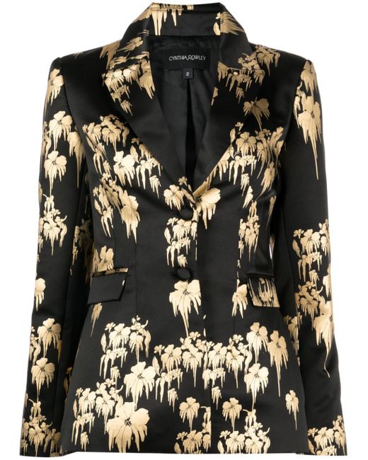 Cynthia Rowley floral-print satin-finish blazer