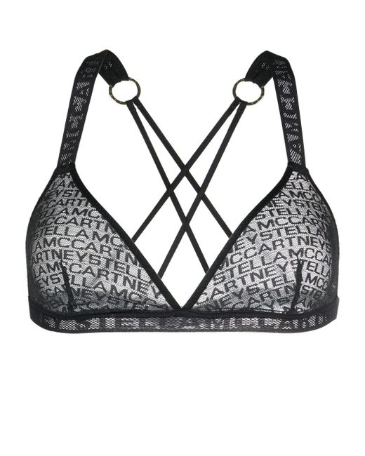 Stella McCartney cross-over logo-print bra