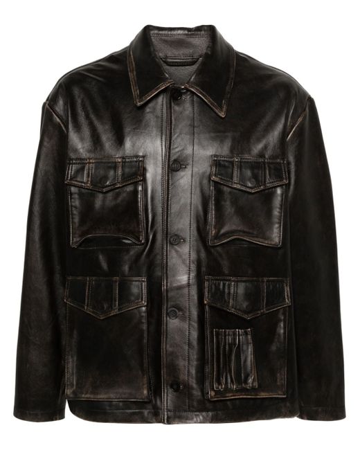 Golden Goose cut-out detail leather jacket