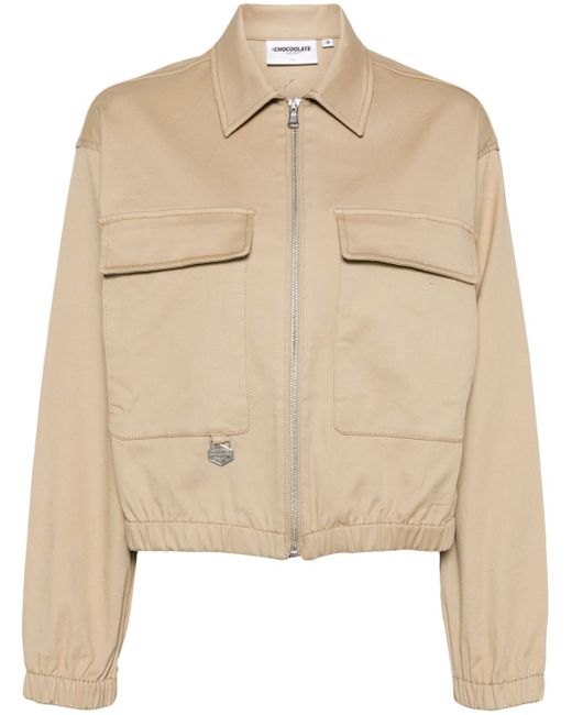 Chocoolate zip-up twill bomber jacket