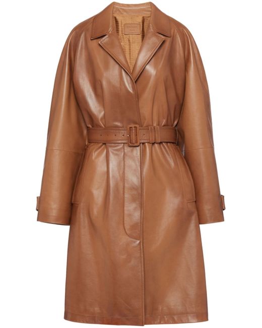 Prada belted leather trench coat
