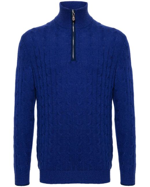 N.Peal cable-knit half-zip jumper
