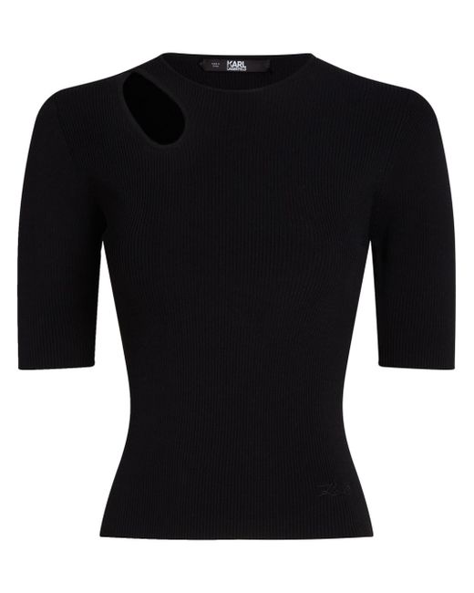 Karl Lagerfeld cut-out detail ribbed top