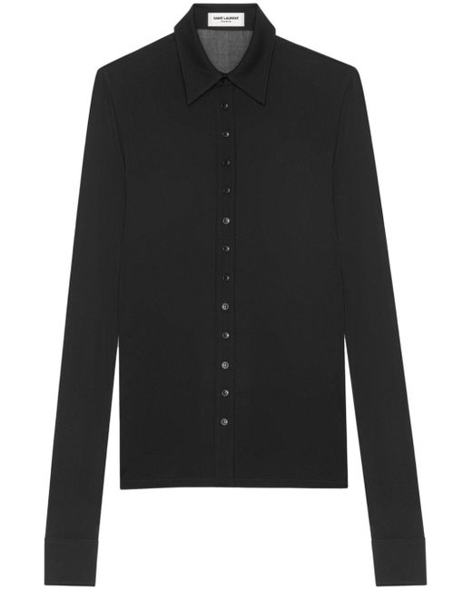 Saint Laurent spread-collar long-sleeve shirt