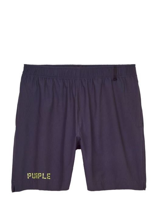 Purple Brand logo-print swim shorts