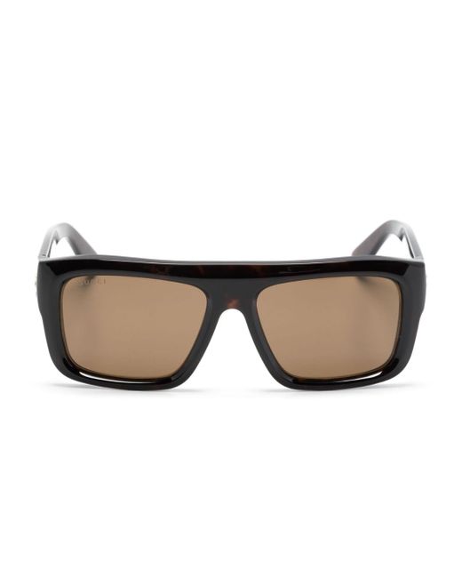 Gucci logo-engraved rectangle-frame sunglasses