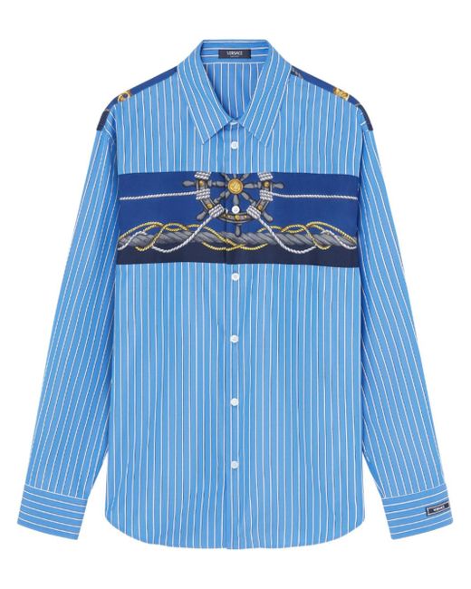 Versace Nautical striped long-sleeve shirt