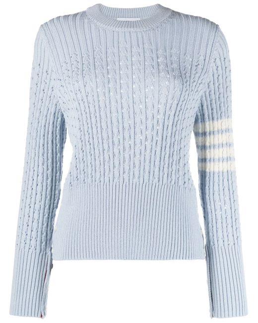 Thom Browne 4-Bar pointelle-knit wool jumper