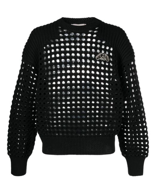 Alexander McQueen appliqué-detail mesh jumper