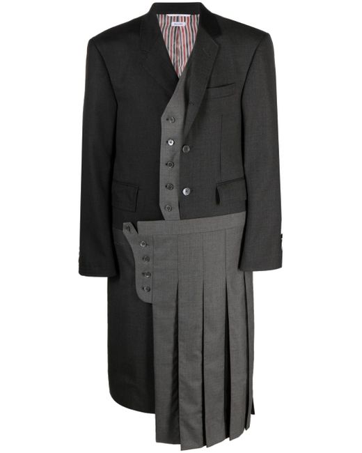 Thom Browne hybrid pleated single-breasted coat