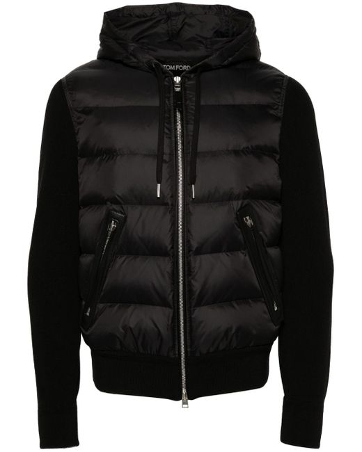 Tom Ford hooded knit-panelled puffer jacket