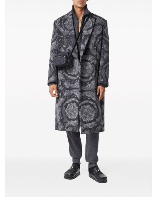 Versace Barocco-jacquard double-breasted coat