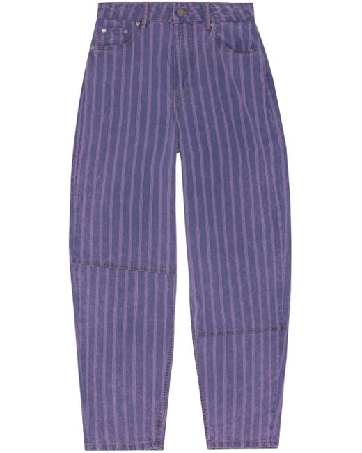 Ganni striped organic-cotton tapared jeans