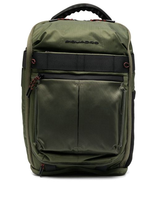 Piquadro logo-plaque zip-up backpack