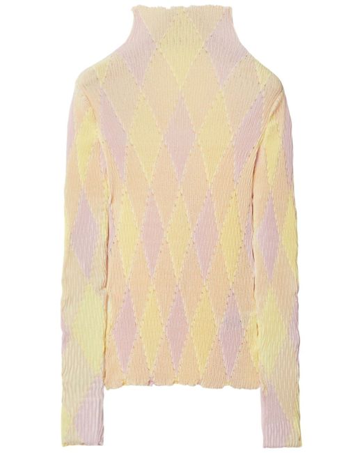 Burberry high-neck argyle intarsia-knit jumper