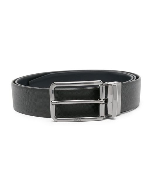 Boss engraved-buckle leather belt