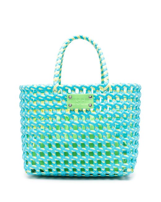Msgm Woven logo-patch tote bag