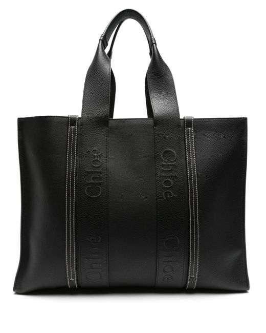 Chloé large Woody leather tote bag