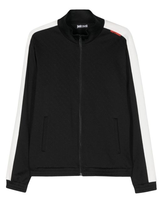 Just Cavalli jacquard-logo motif zipped sweatshirt
