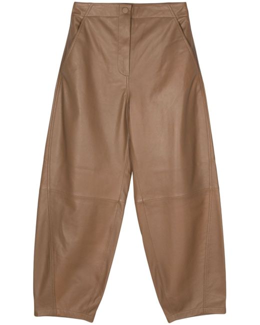 Yves Salomon leather tapered trousers