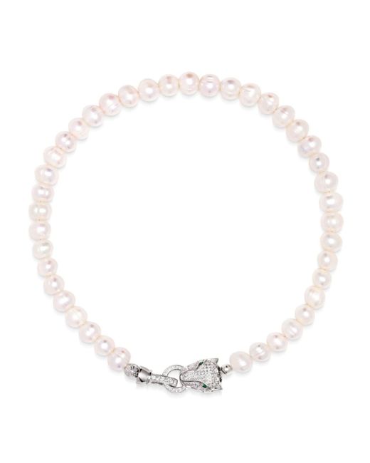 Nialaya Jewelry crystal-embellished pearl choker necklace