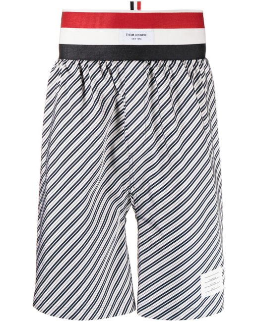 Thom Browne RWB stripe-print drop-crotch shorts