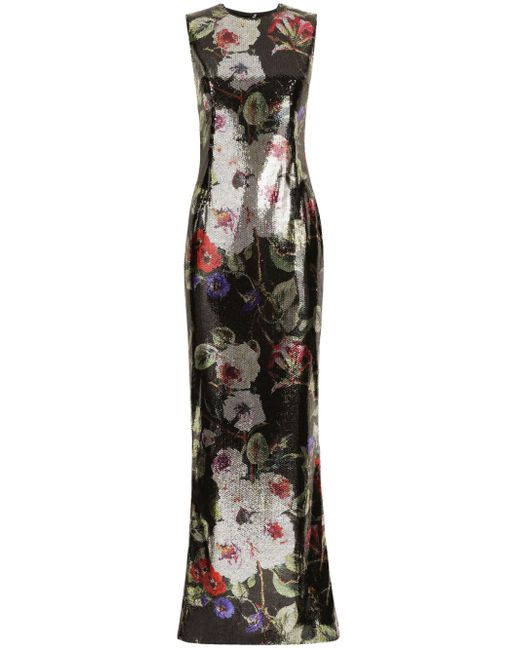 Dolce & Gabbana floral-print sequinned gown