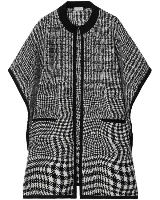 Burberry short-sleeve houndstooth-pattern cape