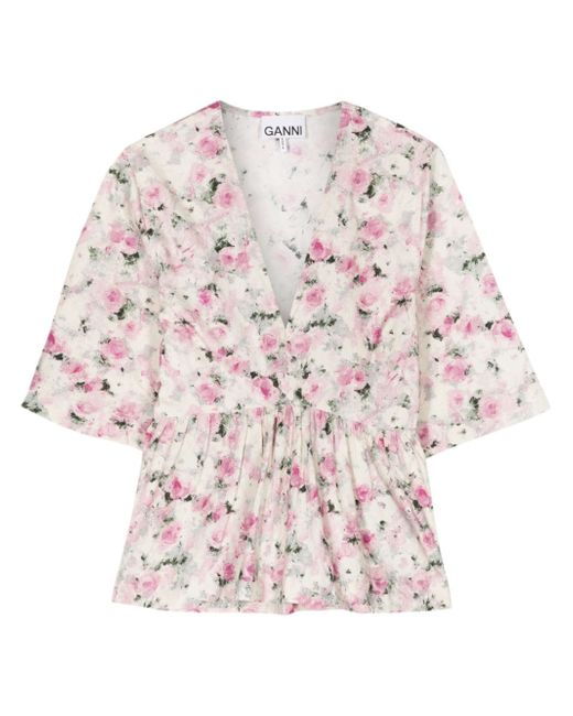 Ganni floral-print blouse