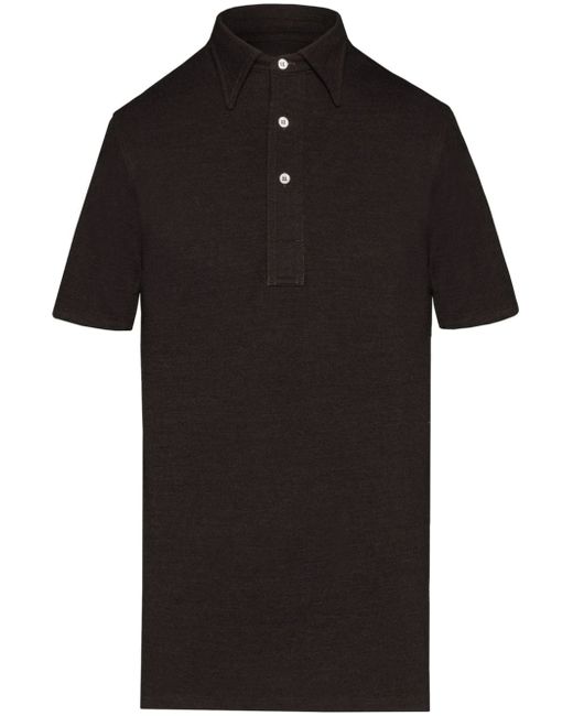 Maison Margiela straight-point collar cotton-blend polo shirt