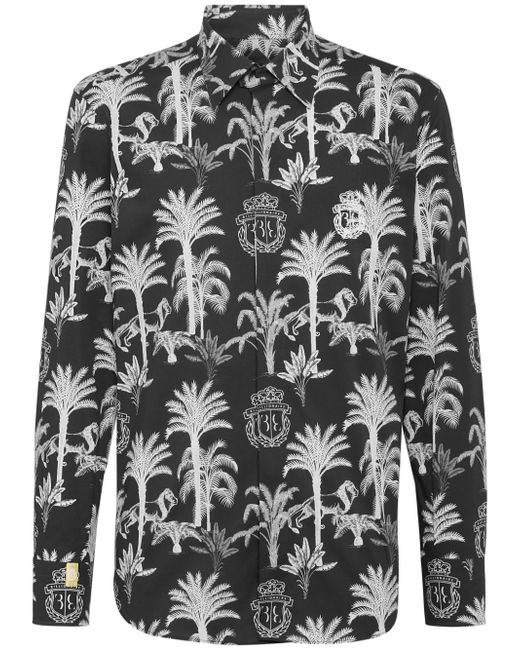 Billionaire palm tree-print cotton shirt