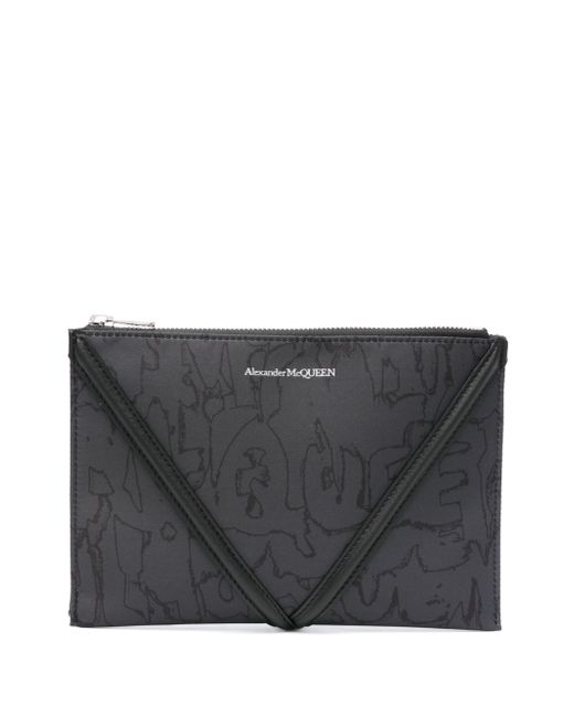 Alexander McQueen logo-print clutch bag