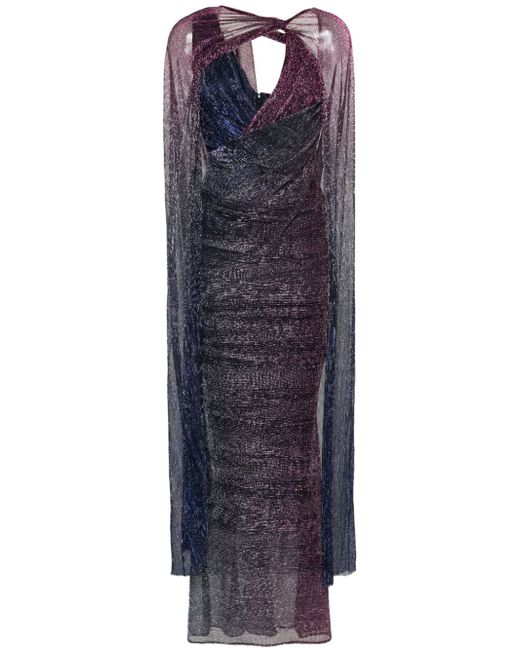 Talbot Runhof cape-detail lurex gown
