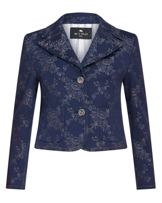 Etro floral-jacquard cropped blazer