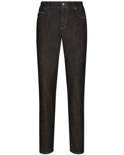Dolce & Gabbana logo-appliqué decorative-stitching straight-leg jeans