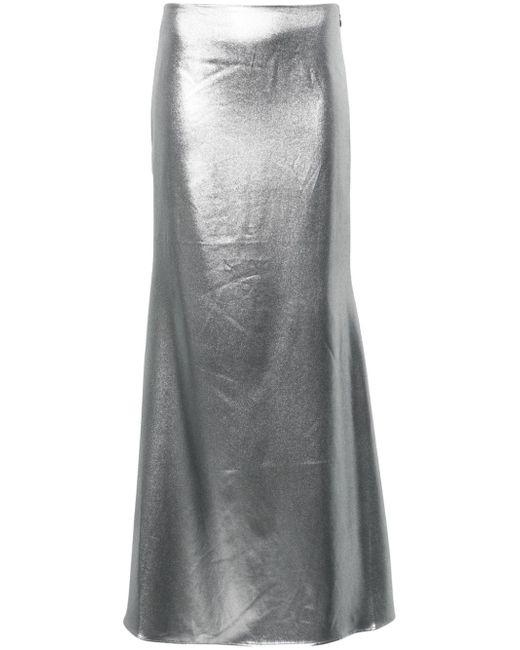 Rotate semi-train metallic-effect maxi skirt