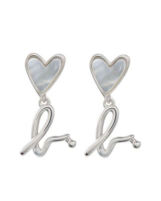 Agnès B. heart-shaped sterling drop earrings