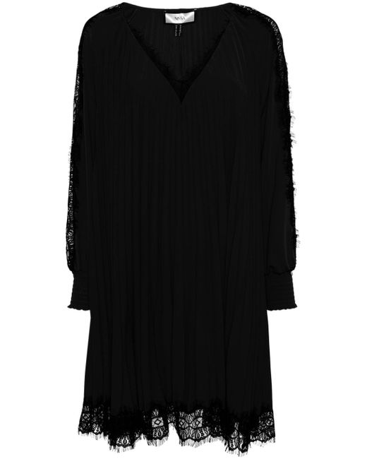 Nissa lace-trim pleated dress