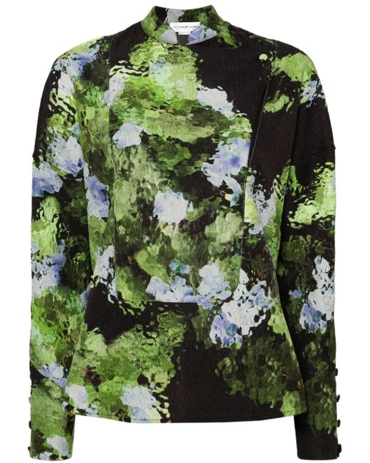 Victoria Beckham abstract-print silk blouse