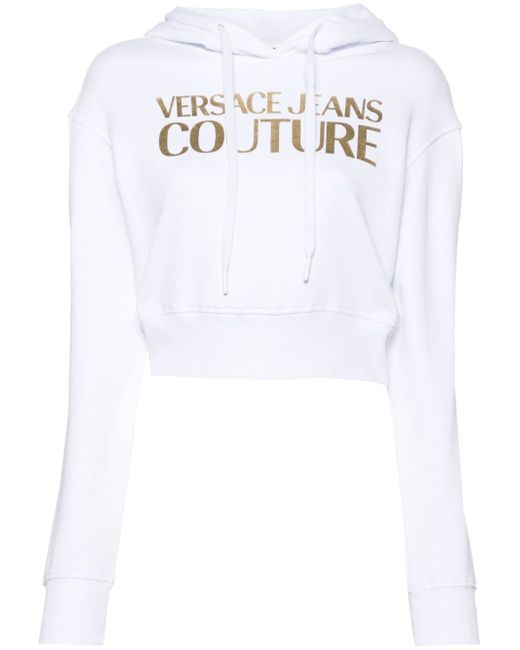 Versace Jeans Couture logo-embellishment cropped hoodie