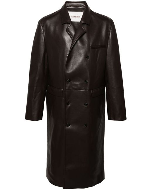 Nanushka faux-leather double-breasted coat