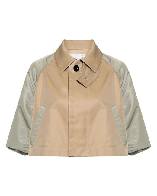 Sacai contrasting-sleeves cropped jacket