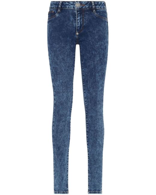 Philipp Plein logo-patch cotton blend skinny jeans