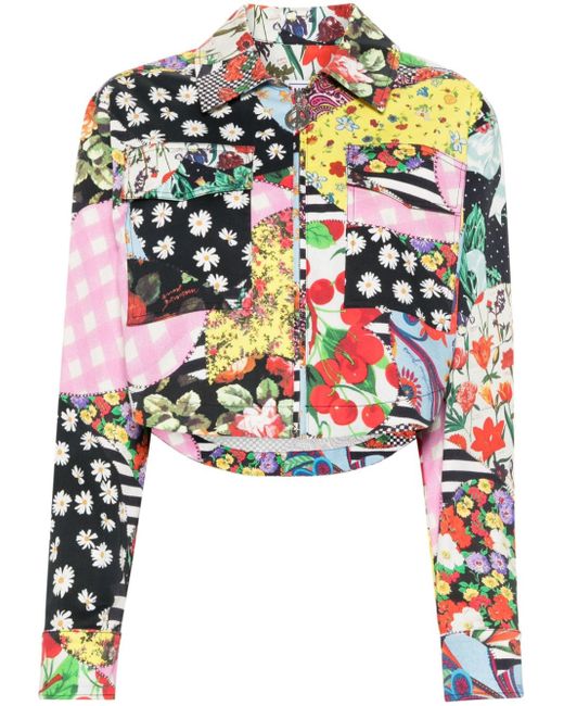 Moschino graphic-print zipped cropped jacket