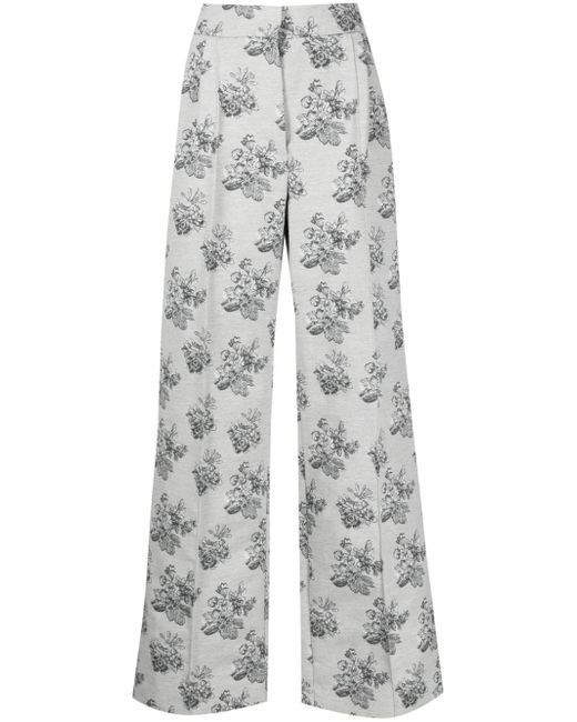 Maison Kitsuné floral-jacquard straight-leg trousers