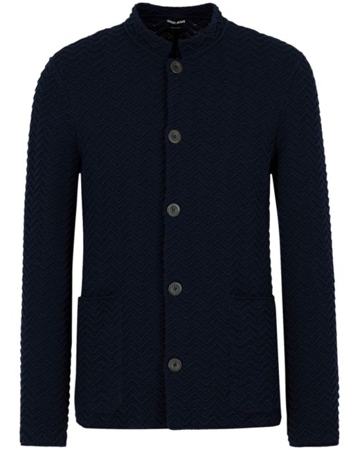 Giorgio Armani zigzag-embroidery buttoned cardigan